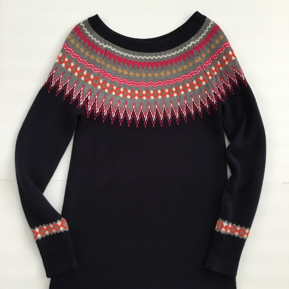 Eliza J Fair Isle Pattern Sweater Dress Navy Size XS - Picture 6 of 7